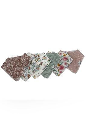Copper Pearl Bundle 6 Bandana Bibs Baby Girl Floral Mermaid Neutrals Pink Tan